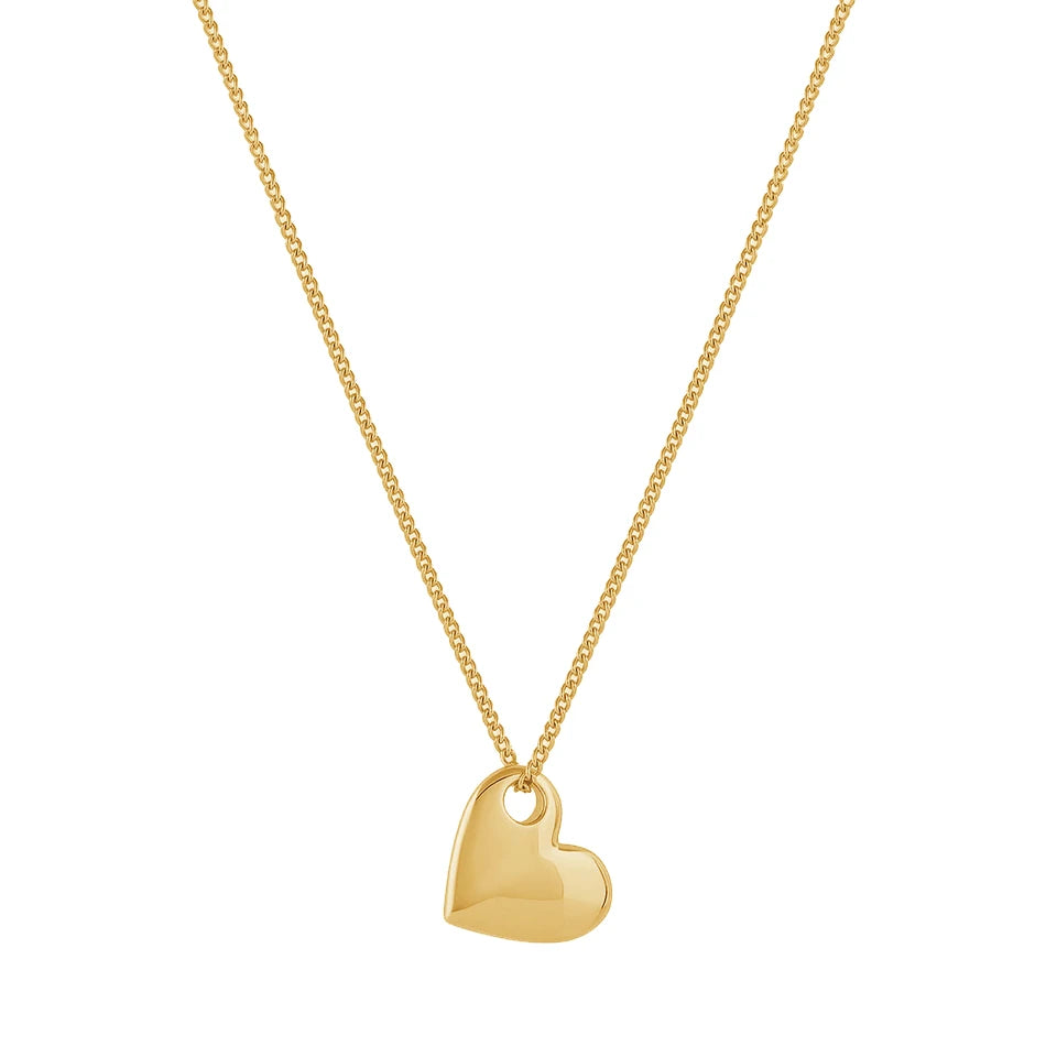 Nagosa New Arrival 925 Sterling Silver Gold Vermeil Sideway Heart Pendant Necklaces for Women