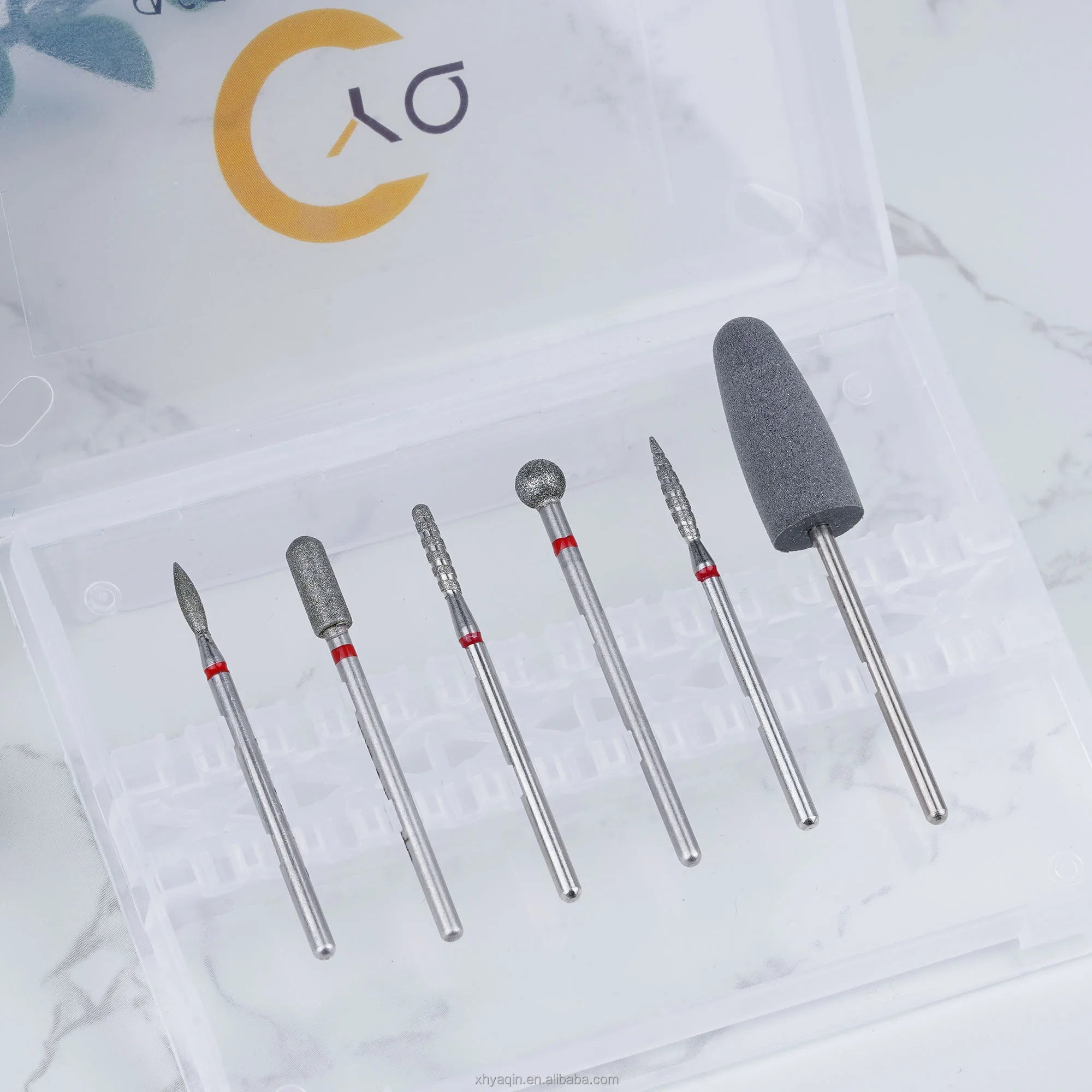 Customized 6pcs Diamond Nail Drill Bits Set Russian Manicure Holder Electric Nail Drill Bit Set Cuticle Clean Bits for Salon