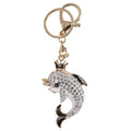 New Arrivals Diamond Animal Dolphin Keychain White Blue Rhinestone Crown Dolphin Key Chain Car Accessories