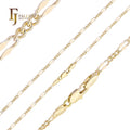 FJ Fallon Fashion Jewelry Fancy Cable Sequin Figaro Twisted Link Chain Plated in 14K Gold Two Tone Brass Based