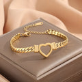 S11449  Chic Gold Plated Stainless Steel Hollow Love Heart Necklace & Bracelet Women Accessories Jewelry Sets