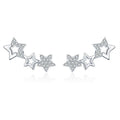 Fashion 925 Sterling Silver Star Shape Women Simple Full CZ Diamond Stud Earrings