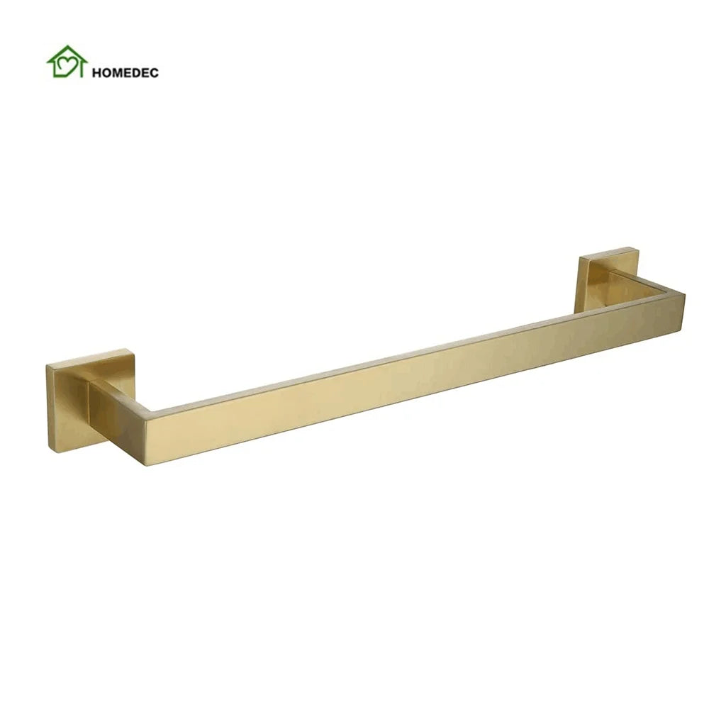 Modern Hotel Stainless Steel Brushed Gold Wall Mounted Towel Rack for Bathroom