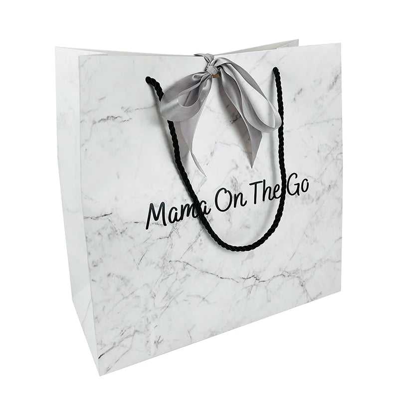 Marble White Eco-friendly Recycled Materials Paper Shopping Bag Custom Logo Printing Gift Lash Wigs Packaging Cosmetic Skin Care