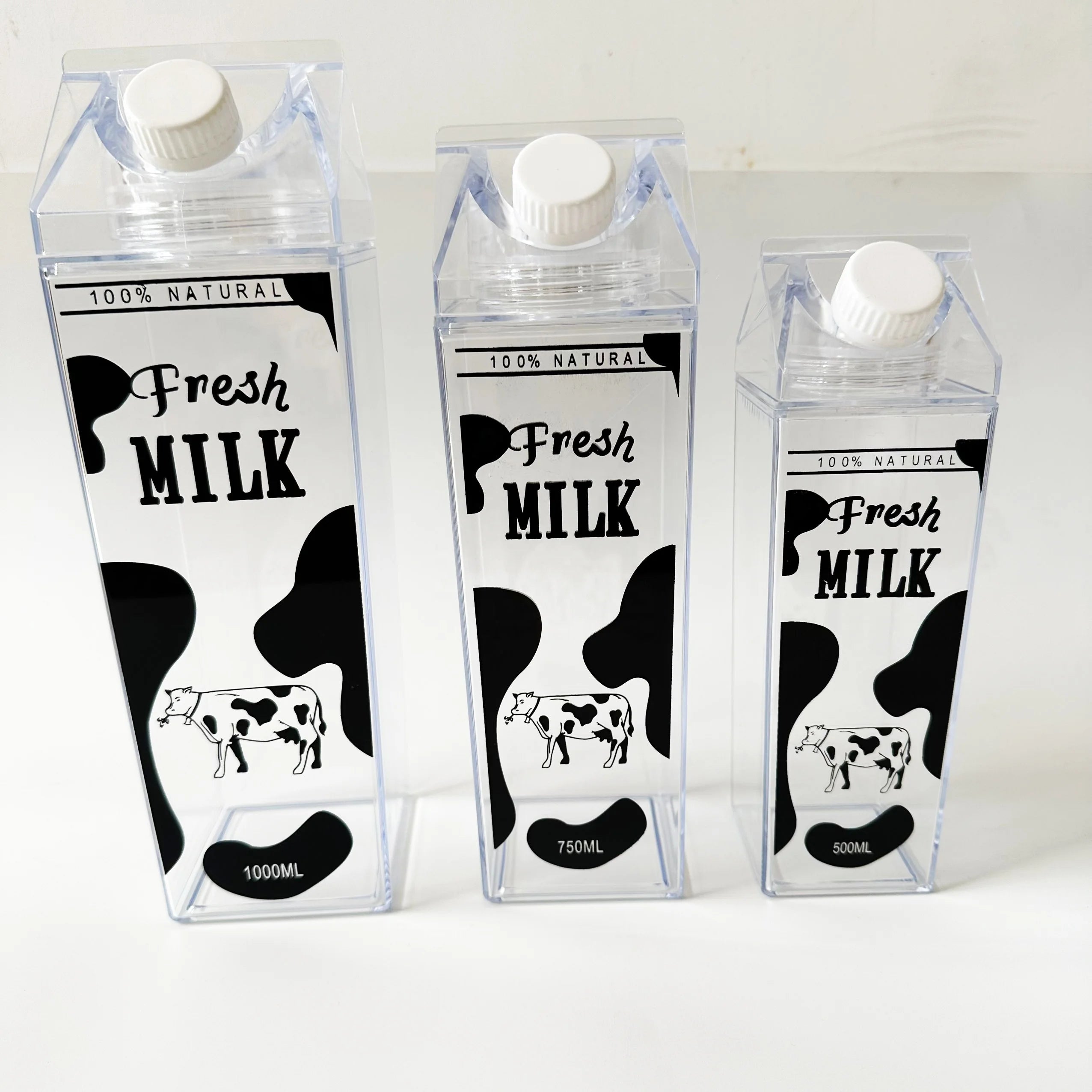 17 / 26 / 32 OZ Milk Carton Water Bottle Square Milk Bottle Plastic Coffee Milk Carton Bottle for Coffee Store bar Milk Tea Shop