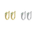 925 Sterling Silver Snake Hoop Earrings Platinum Plated Tarnish Resistant Green Cubic Zirconia Jewelry for Women SCE1104