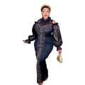 Recommend Off-the-shoulder Puffy Sleeves African Clothing for Women Mesh Gauze Hot Drill Dress Rhinestone Africa Ladies Dress