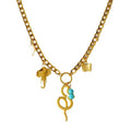 LS-C3483 Gold Plated Bear and Heart Pepper Charm Ball Chain Necklace with Zircon Cute Accessory for Girls Stylish Wedding Party