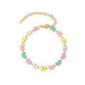Charm 18k Gold Stainless Steel Dripping Oil Jewelry Gift Colorful Enamel Butterfly Chain Bracelet