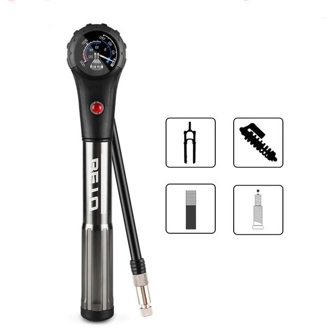 BETO High Pressure 30-50 PSI Schrader Valve Gauge Bike Shock Absorber Pump Aluminum Alloy Model SP-005G