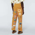 Custom Embroidery Patchwork Corduroy Straight Leg Mens Cotton Pants