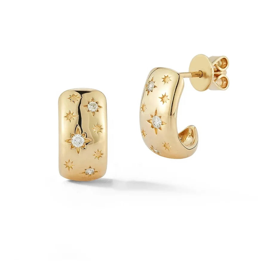 LOZRUNVE Fashion Ladies Jewellery Wholesale Cheap 925 Silver Star Earring 18k Gold Plated