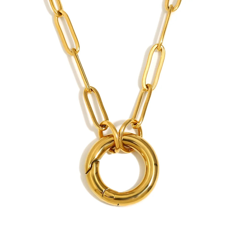 European American Minimalist Niche Design High-end Pendant Necklace Stainless Steel 18K Gold Chain Fashion Chains Necklaces