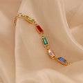 Chris April 316L Stainless Steel Candy Color Zircons Tennis Bracelet