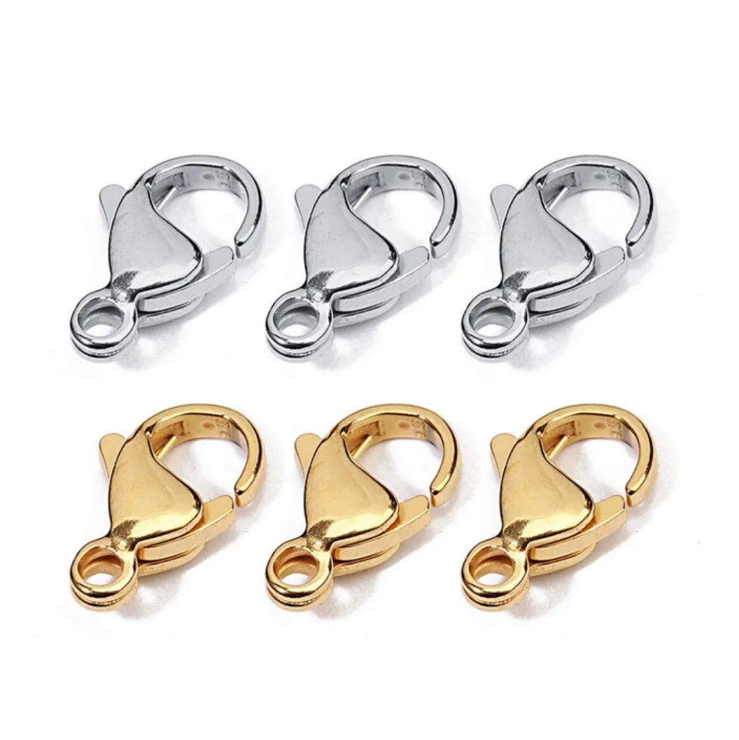 Hot 18K Gold PVD Plating 304 Stainless Steel Waterproof Lobster Clasp DIY Bracelet & Necklace Jewelry Sizes 9/10/11/12mm