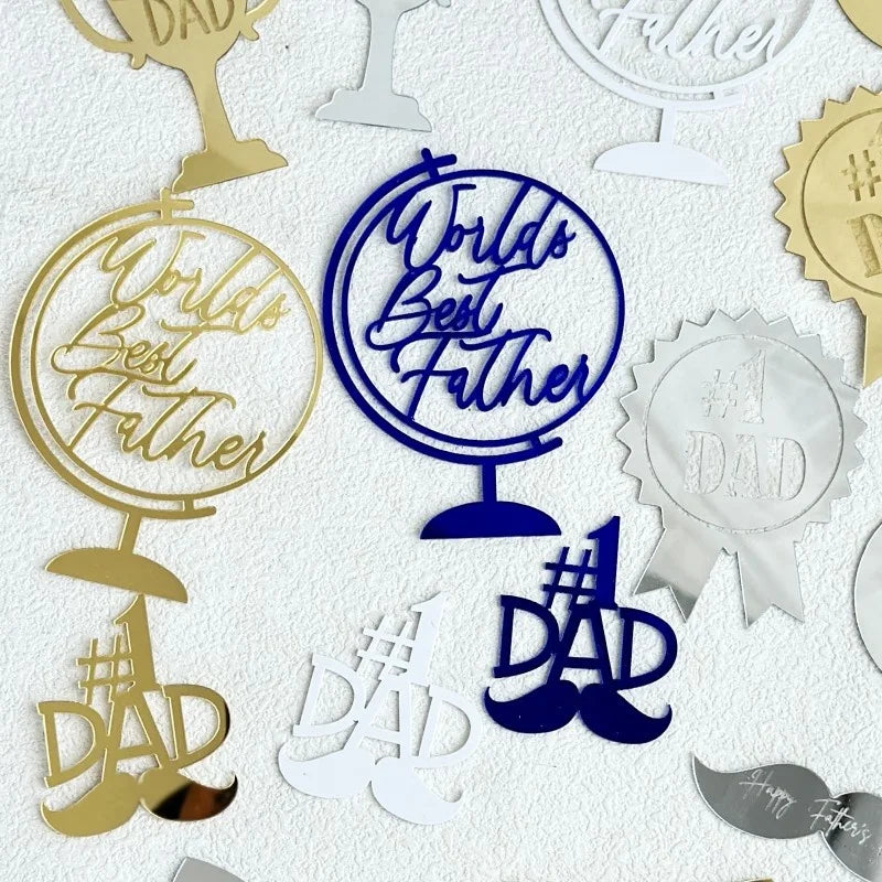 Best Dad Ever Engraved Cupcake Topper for Father's Day New Arrival Christmas Party Supplies Cake Decorations Happy Fathers Day