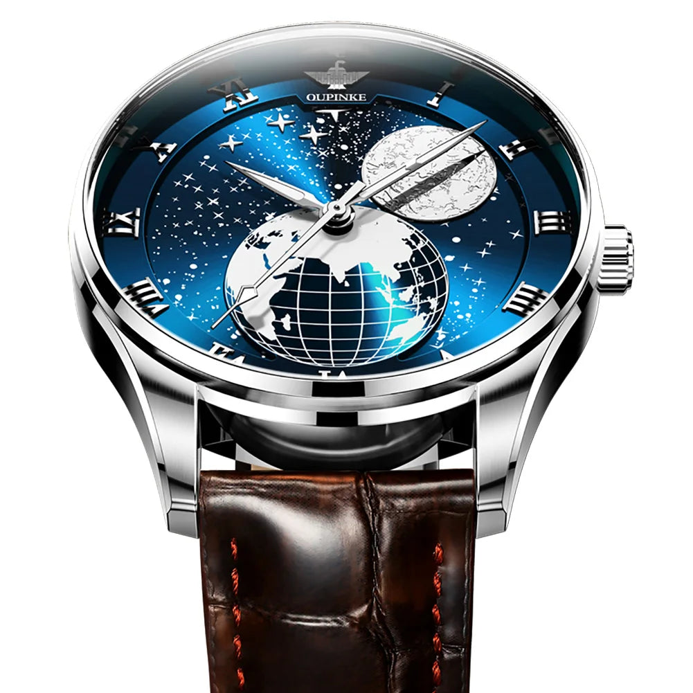 Oupinke 3177 Oem Watch Custom logo Popular Products Genuine Leather Watch  Wristwatches Automatic Mechanical Watches for Men