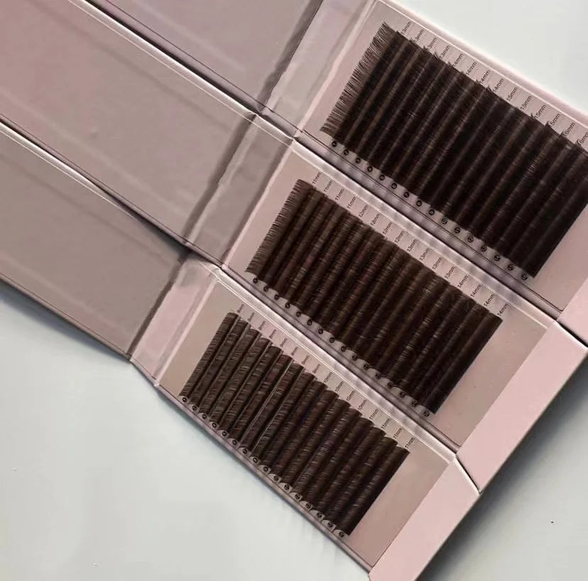 Premium Brown Color Mink Eyelash Extension 0.03 0.05 Dark Brown Lashes Lash Trays Brown Single Lash Extensions