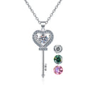 Hot Sale 0.5ct Diamond Heart Key Necklace Trendy Platinum 950 Plated Sterling Silver 925 Necklace for Women