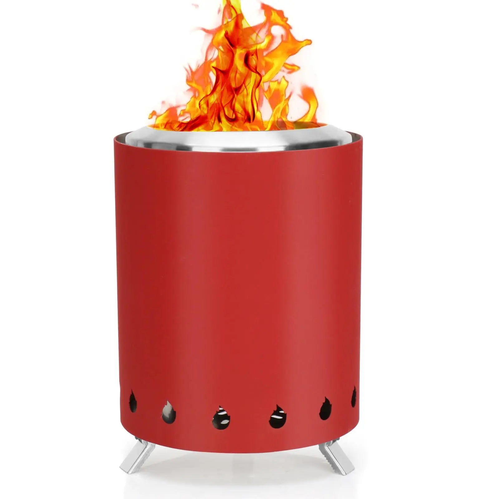 Stainless Steel Portable Tabletop Smokeless Outdoor Fireplace with Detachable Mini Stove for Patio Use Wood Chips Fuel