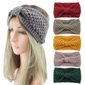 MIO Fashion Women Winter Chunky Turban  Crochet Head Wrap Wide Bow Knotted Stretchy Hair Band Ear Warmer Knitted Cross Headband