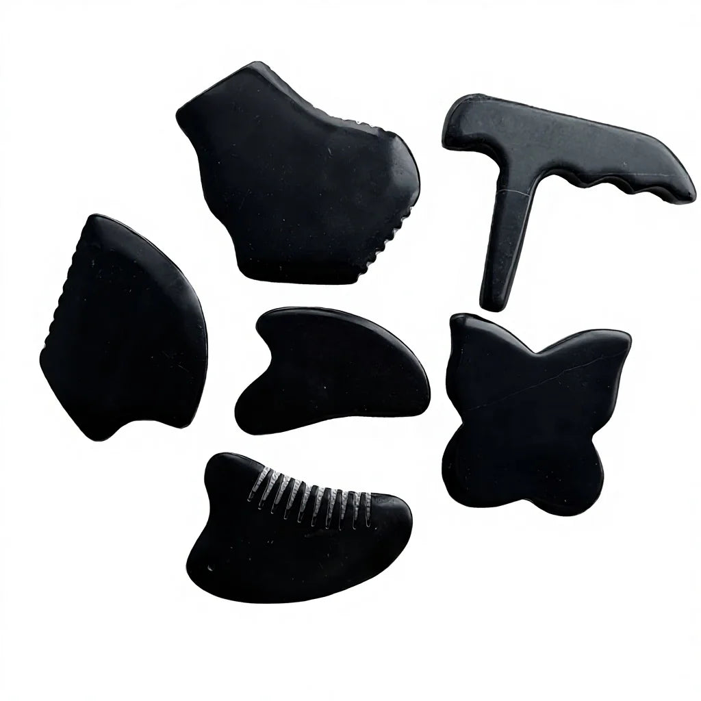 Zenjoy Custom Black Bian Stone Oval Gua Sha Massage Tool for Face & Body Therapy Commercial & Home Use