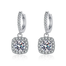 XEZ012 Luxury VVS 0.5 CT Moissanite Diamond Gemstone Tennis halo Hoop Earring for Women 925 Sterling Silver Wedding Fine Jewelry