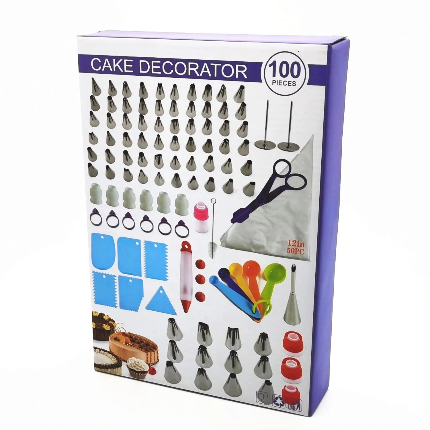 100PCS Russian Nozzles Set Cake Kit Cream Bags Measure Spoons Cake Decorating Supplies Cake Decorations