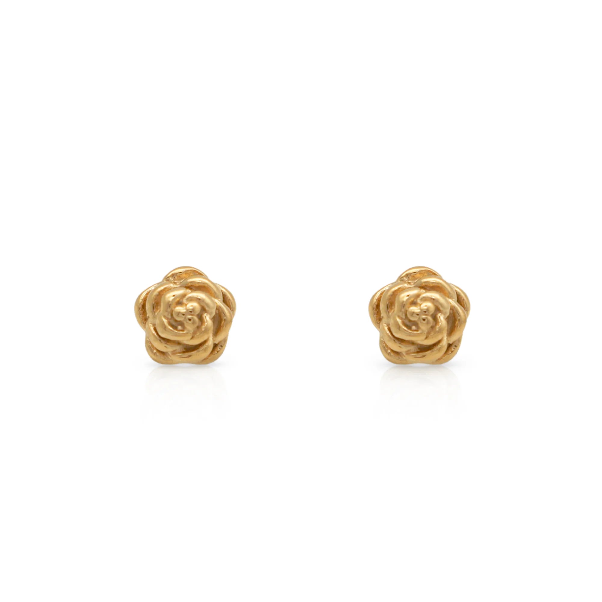 Chris April Non-tarnish 18k PVD Gold Plated 316L Stainless Steel Cute Design Vintage Rose Flower Shape Stud Earrings