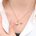 Chris April in Stock 316L Stainless Steel PVD Gold Plating Micro-pave Circle Pendant Heart Zircon Necklace
