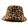 Winter Faux Fur Bucket Hat Women Men Leopard Panama Hats Hair Outdoor Thicken Keep Warm Hats Fishing Fisherman Cap