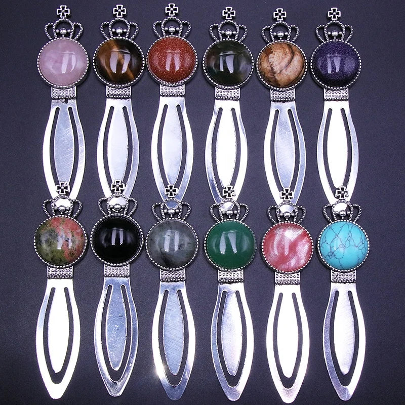 7 Chakra Crystal Bookmark Antique Sliver Bookmark Healing Stone Vintage Bookmarks Tumbled Gemstones Book Markers