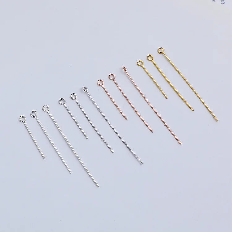 0.5mm Eye Pins 925 Sterling Silver Simply Hollow Round Head Pins for DIY Jewelry Making