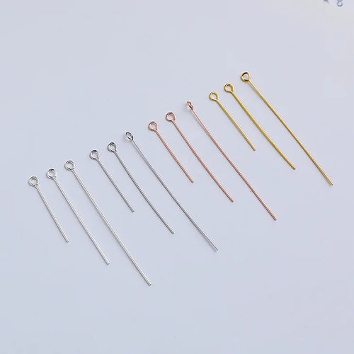 0.5mm Eye Pins 925 Sterling Silver Simply Hollow Round Head Pins for DIY Jewelry Making