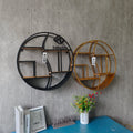 60cm Metal Wall Mounted ROUND House Shape Floating Shelves with Wood Partition Storage Rack Shelf Living Room Home Decor DDP