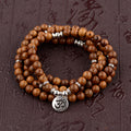Multilayer Wood Beads Buddha Lotus OM Bracelet Tibetan Buddhist Mala Charm Rosary Bracelet Yoga Wooden for Women Men Jewelry