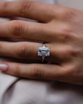 JOVOVASMILE 4 Carat 10.5X7.75Mm Emerald Cut 18K Gold Moissanite Wedding Ring for Woman Engagement Gift