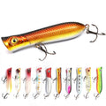 80mm Floating Popper 3D Eyes Fishing Lure 11.7g Artificial Hard Plastic Bait Quality Hooks Pencil Squid Lure