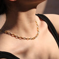 New Arrival Punk Style Fashion Stainless Steel Gold-Silver TwoTone Splicing Link Chains  Necklace Mixed Metal Jewelry  Women