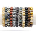 Wholesale 8MM Natural Round Indian Agate Stone Beaded Bracelets Unisex Classic Elastic Bangle Jewelry Making