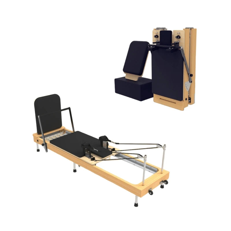 Commercial Beech Wood Foldable Reformer Pilates Yoga Fitness Training Equipment