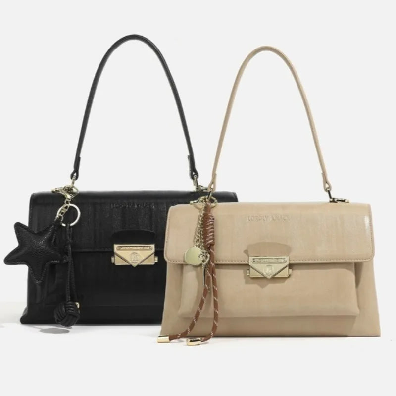 Women's PU Leather Simple Handbag Custom Wholesale Fashionable Small Square Bag with Lining Ladies Armpit Shoulder/Slung Bag