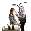 25-Inch Modern Design Rotatable Golden Half Moon LED Studio Light Metal Stepless Dimmer Phone Clip for Makeup Tattoo Eyelash