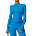 Autumn and Winter Zipper Long Sleeved Quick Drying Yoga Clothes Outdoor Casual Tops Training Running Sports Fitness Clothes