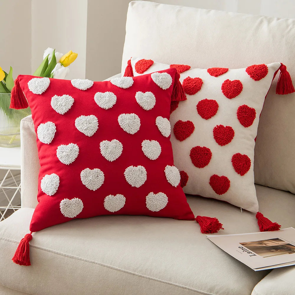 45*45cm Wholesale Cheap Customize Valentine's Day Gift Set Decorative Red Love Plush Throw Pillow Case for Sofa Cushion Cover