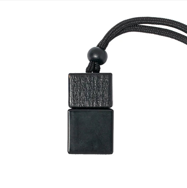 Hot Selling Frosted Colored Car Perfume Bottle 10ml Square Hanging Car Glass Perfume Bottles With Round Wooden Caps and Ropes