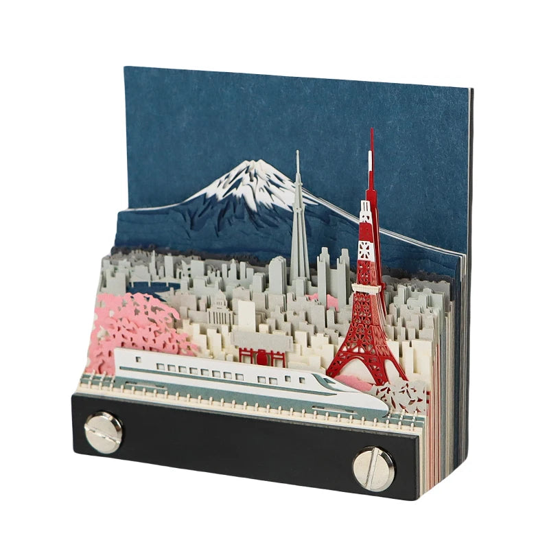 New Arrival 3D Omoshiroi Block Notes Japanese Fuji Mountain Style Tear Day Off 3D Memo Pad for New Year Promotion Favor