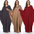Muslim Dubai Women Batwing Large Size Jalabiya Abayas Kaftan Islamic Long Sleeves Maxi Dress Middle East Robe Ladies Clothing