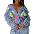 Custom Streetwear Denim Jackets Shirt for Women Ladies Jean Jacket 2026 Paint Denim Jacket Manufacturer