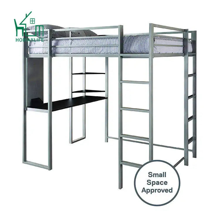 Modern Queen Desk Bunk Bed with Desk Underneath Free Sample Size Metal Frame for Bedroom or Apartment